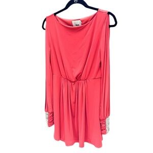 ASOS Burnt Orange Long Open Slit Sleeve Evening Cocktail Dress